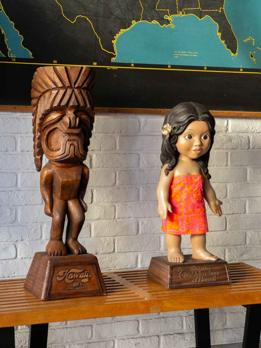 60年代のハワイの置物、妖精ネメフネとクー神TIKIティキ