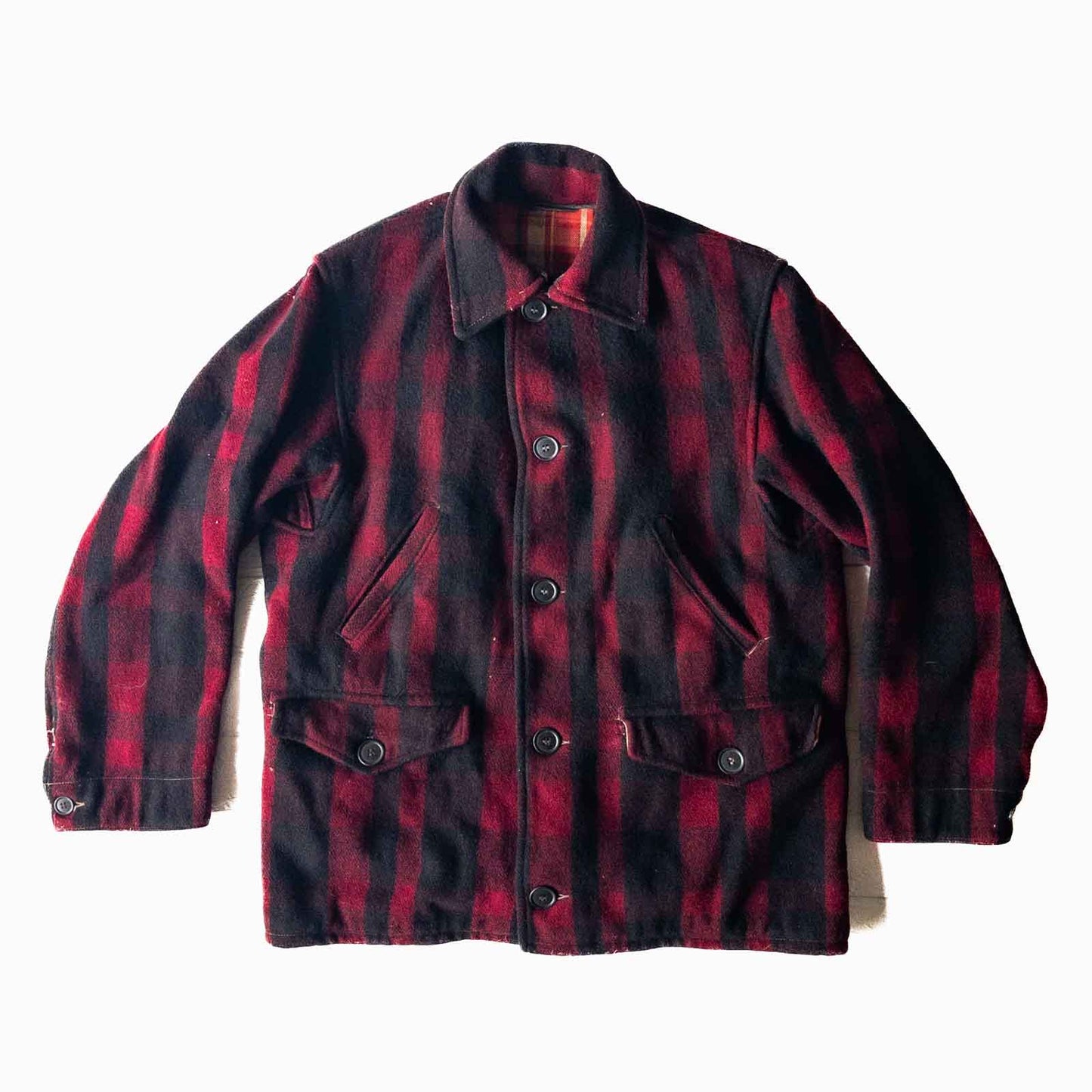 SE.WOODS BUFFALO CHECK WOOL HUNTING JACKET 40'S VINTAGE