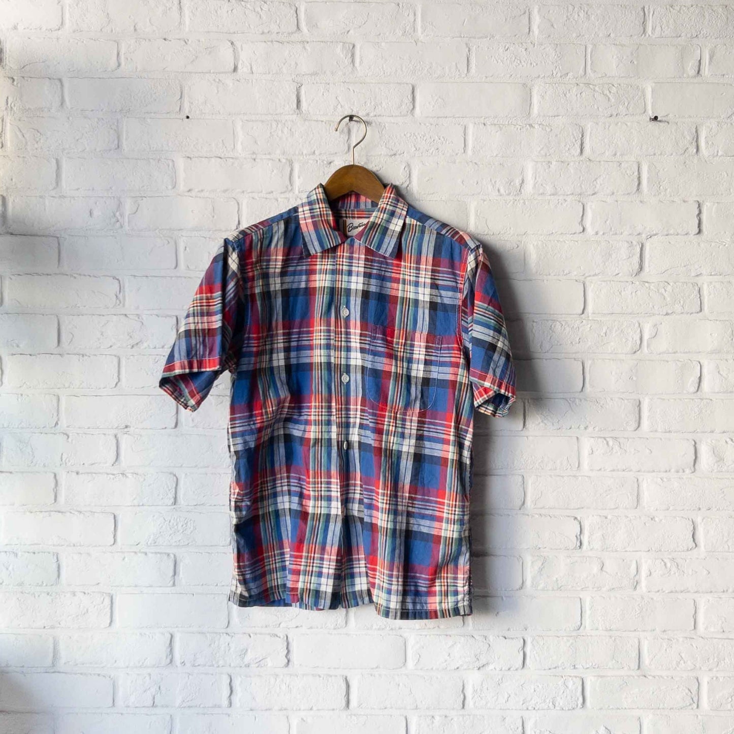 BRENTWOOD MADRAS CHECK SHORT SLEEVE SHIRTS 50'S VINTAGE