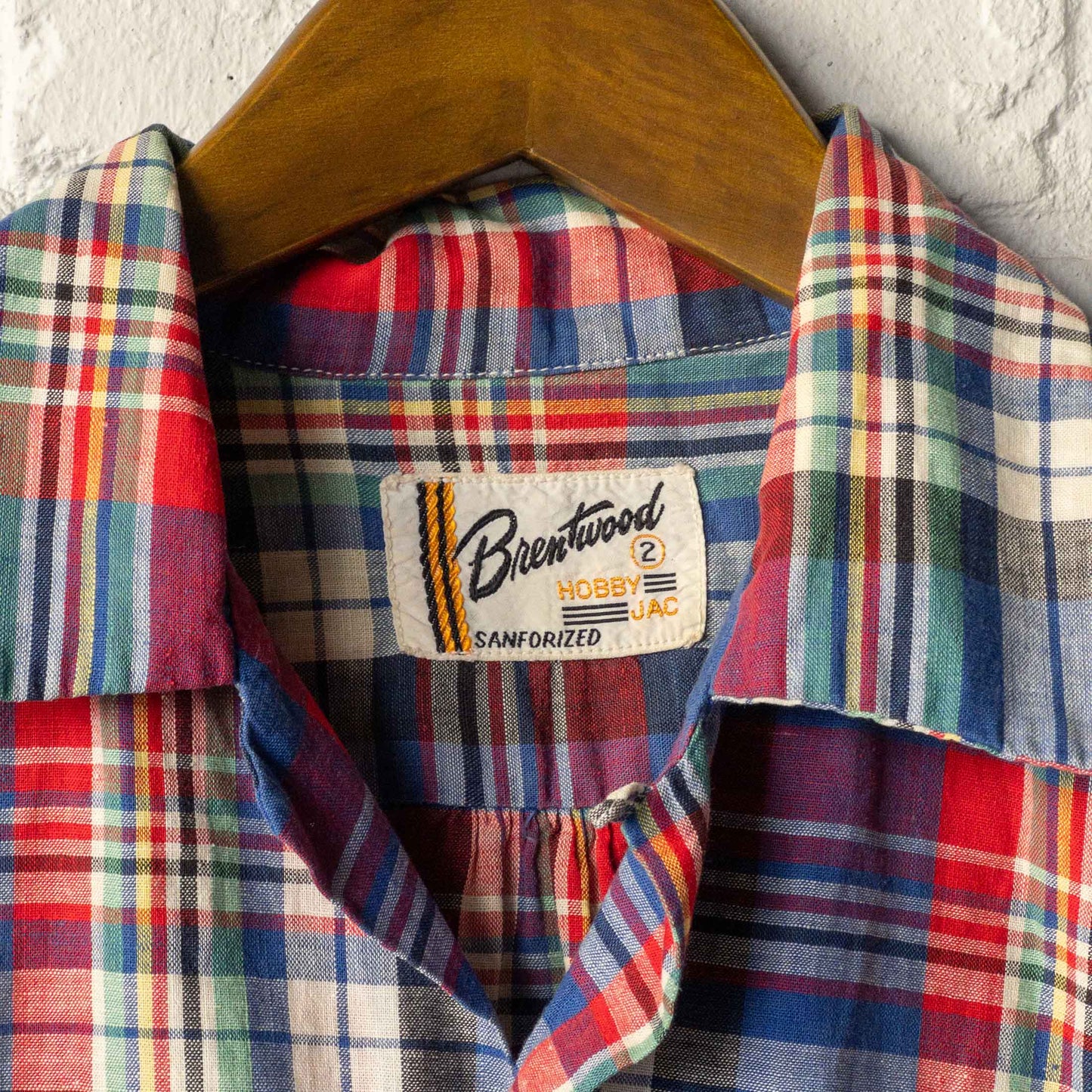 BRENTWOOD MADRAS CHECK SHORT SLEEVE SHIRTS 50'S VINTAGE