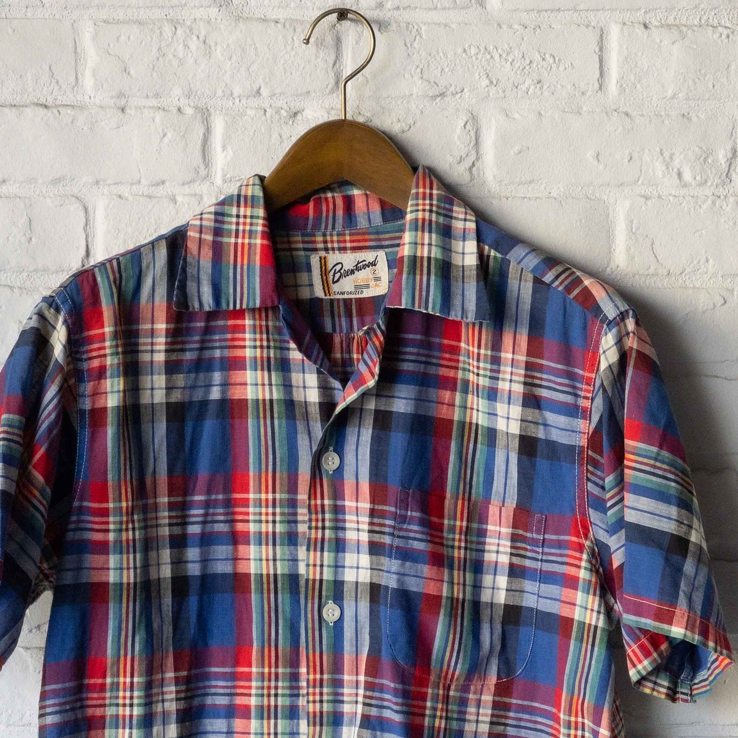 BRENTWOOD MADRAS CHECK SHORT SLEEVE SHIRTS 50'S VINTAGE