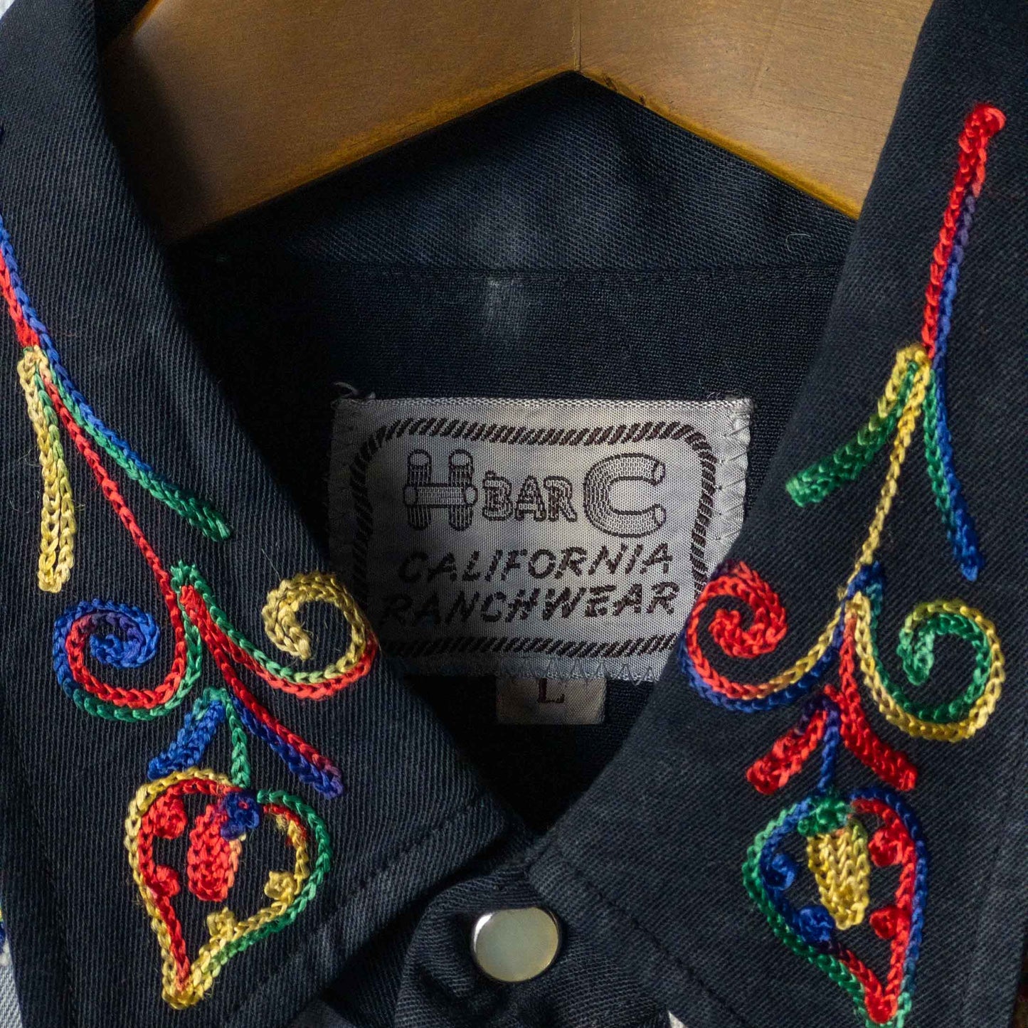 H BARC EMBROYDERY WESTERN SHIRTS 50'S VINTAGE (L)