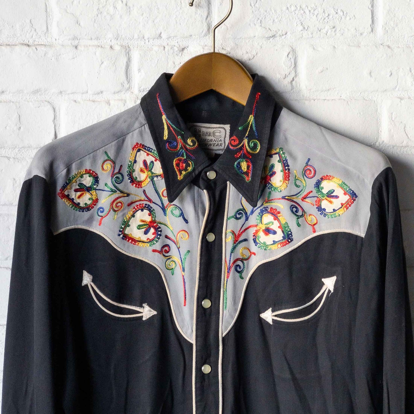 H BARC EMBROYDERY WESTERN SHIRTS 50'S VINTAGE (L)