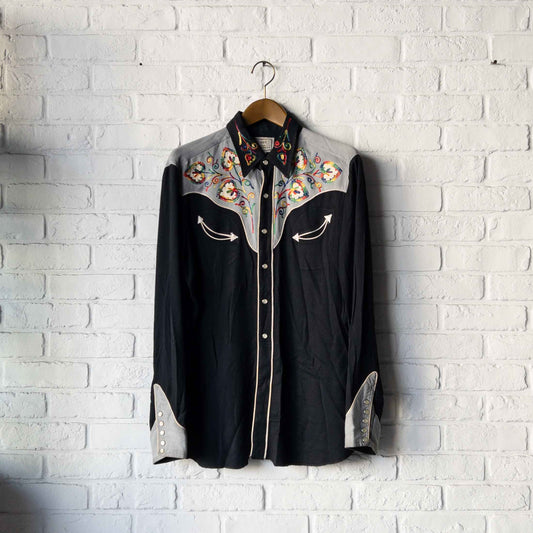 H BARC EMBROYDERY WESTERN SHIRTS 50'S VINTAGE (L)
