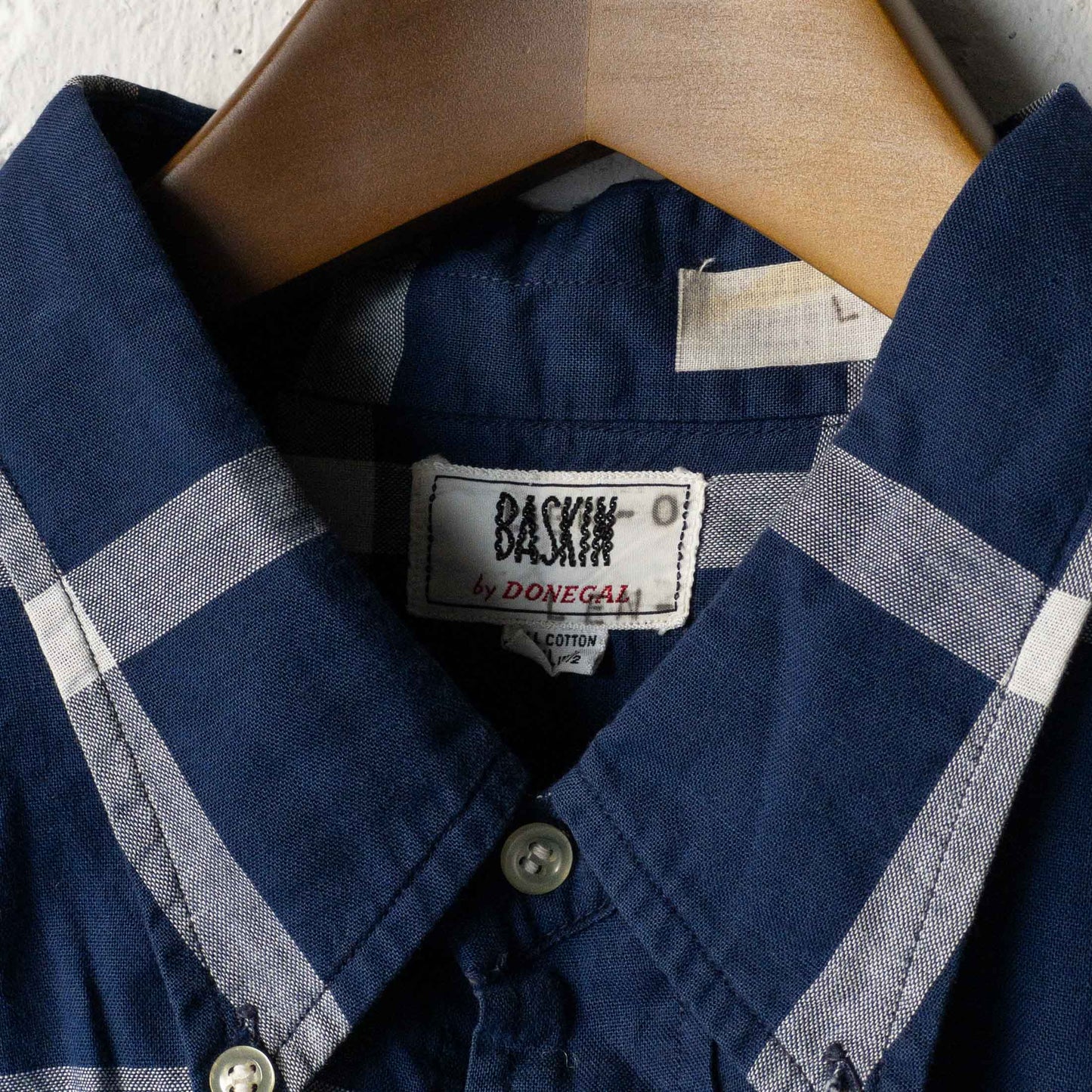 BASKIN COTTON CHECK SHORT SLEEVE SHIRTS 60'S VINTAGE