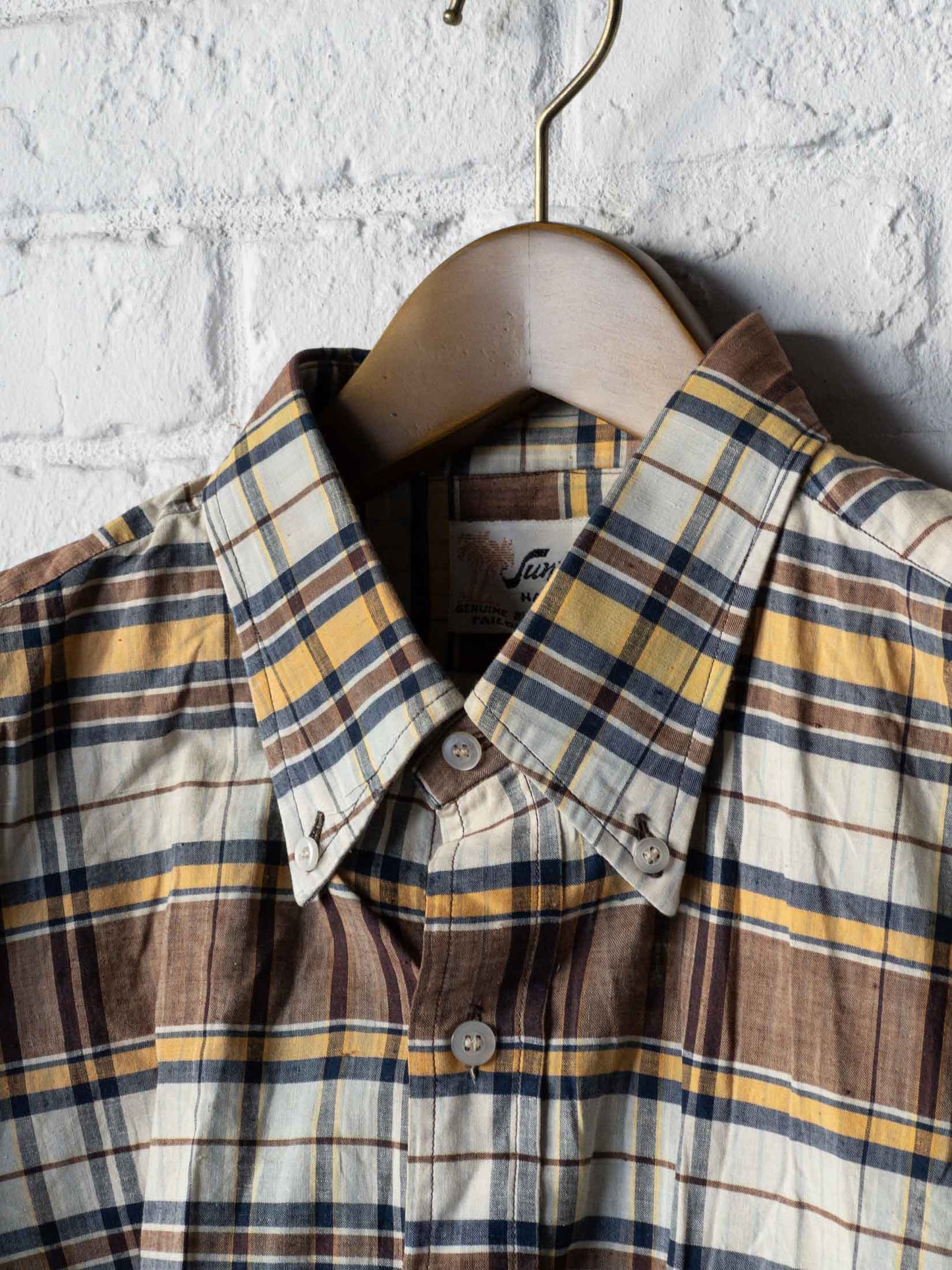 SUN N SAND MADRAS CHECK SHORT SLEEVE SHIRTS 60'S VINTAGE