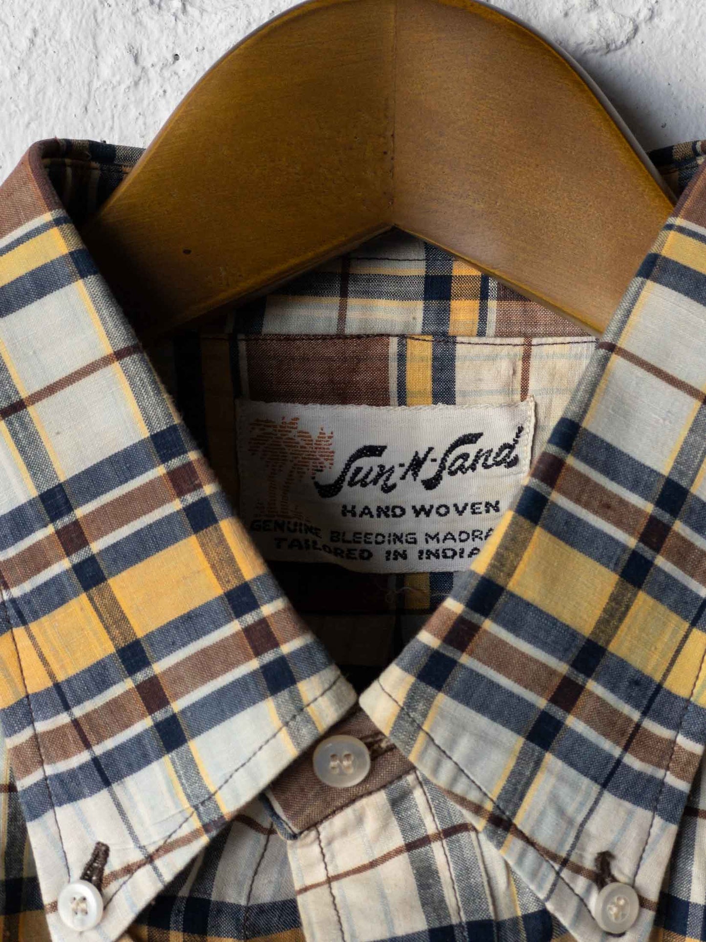SUN N SAND MADRAS CHECK SHORT SLEEVE SHIRTS 60'S VINTAGE