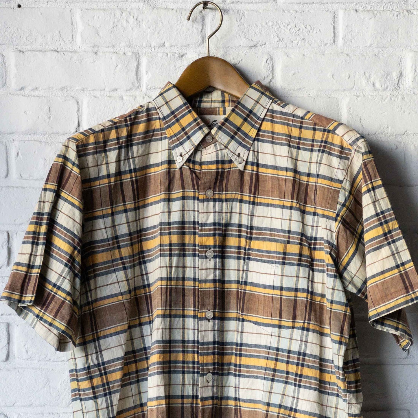 SUN N SAND MADRAS CHECK SHORT SLEEVE SHIRTS 60'S VINTAGE