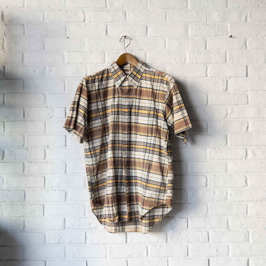 SUN N SAND MADRAS CHECK SHORT SLEEVE SHIRTS 60'S VINTAGE
