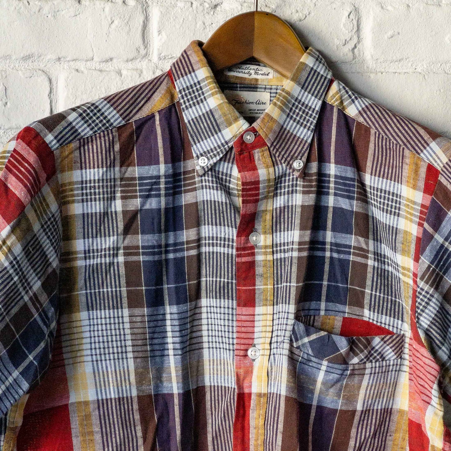 FASHION AIRE MADRAS CHECK SHORT SLEEVE SHIRTS 60'S VINTAGE