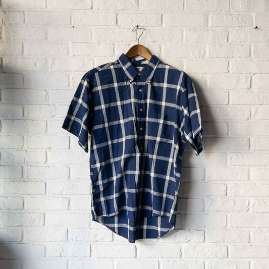 BASKIN COTTON CHECK SHORT SLEEVE SHIRTS 60'S VINTAGE