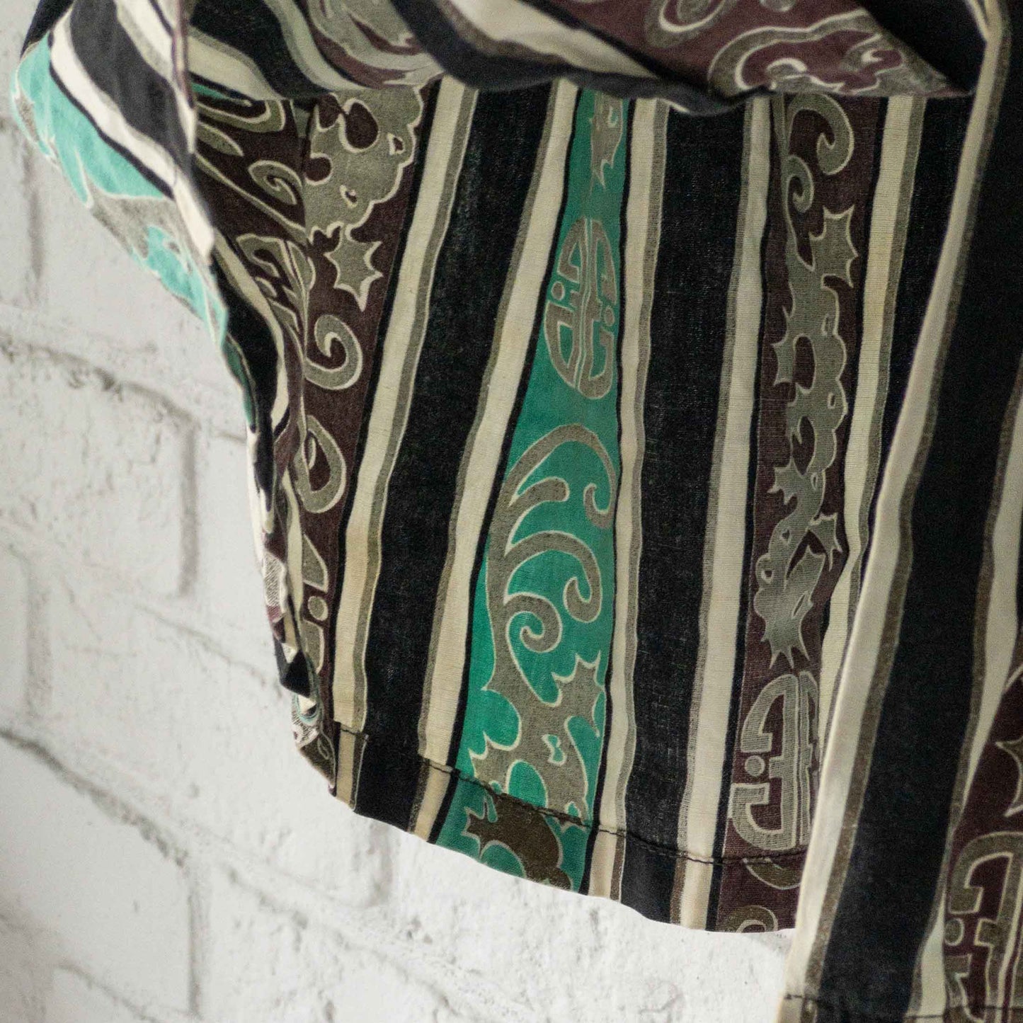 TAHITIAN SHORT SLEEVE SEAHORSE STRIPE PETTERN SHIRTS 40'S VINTAGE