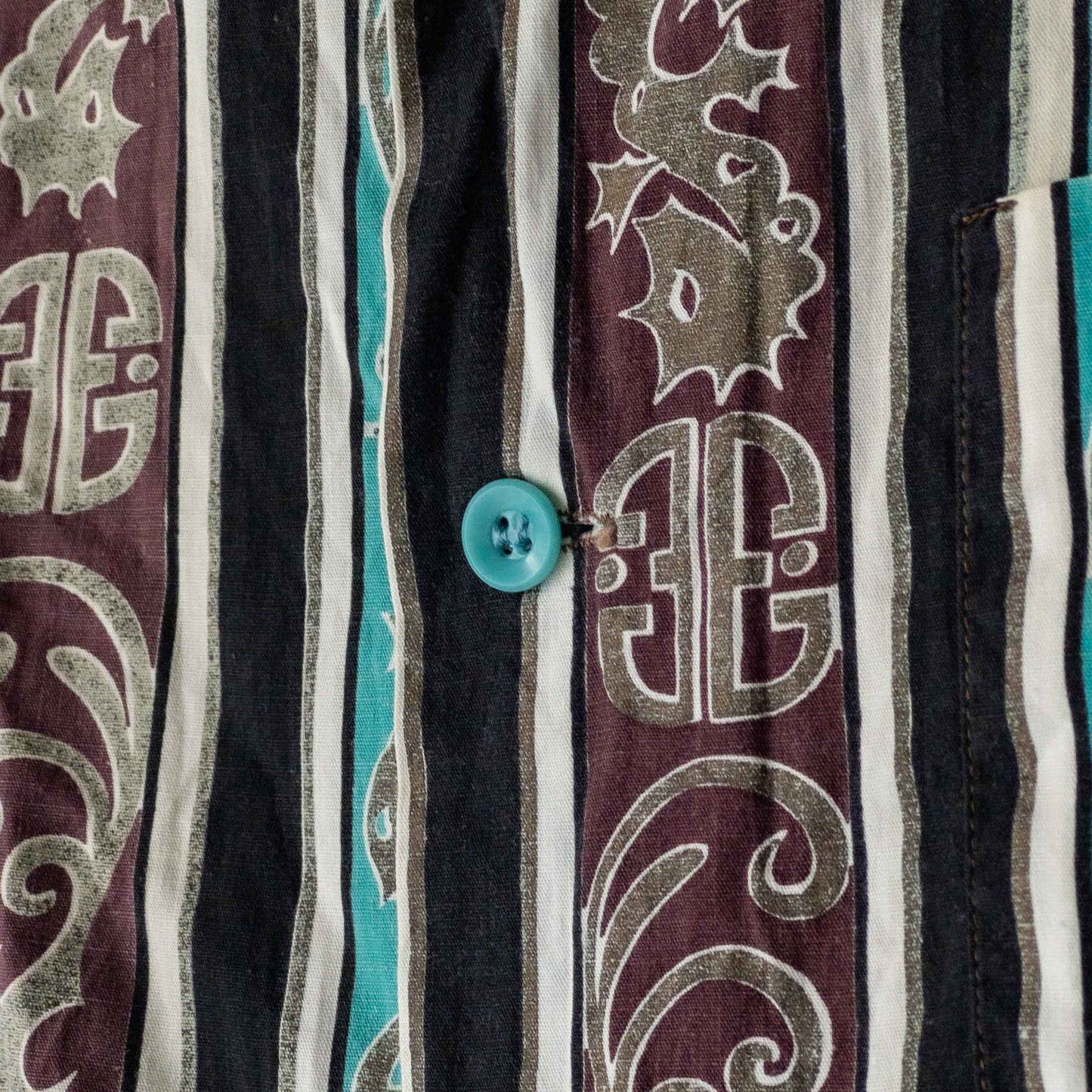 TAHITIAN SHORT SLEEVE SEAHORSE STRIPE PETTERN SHIRTS 40'S VINTAGE
