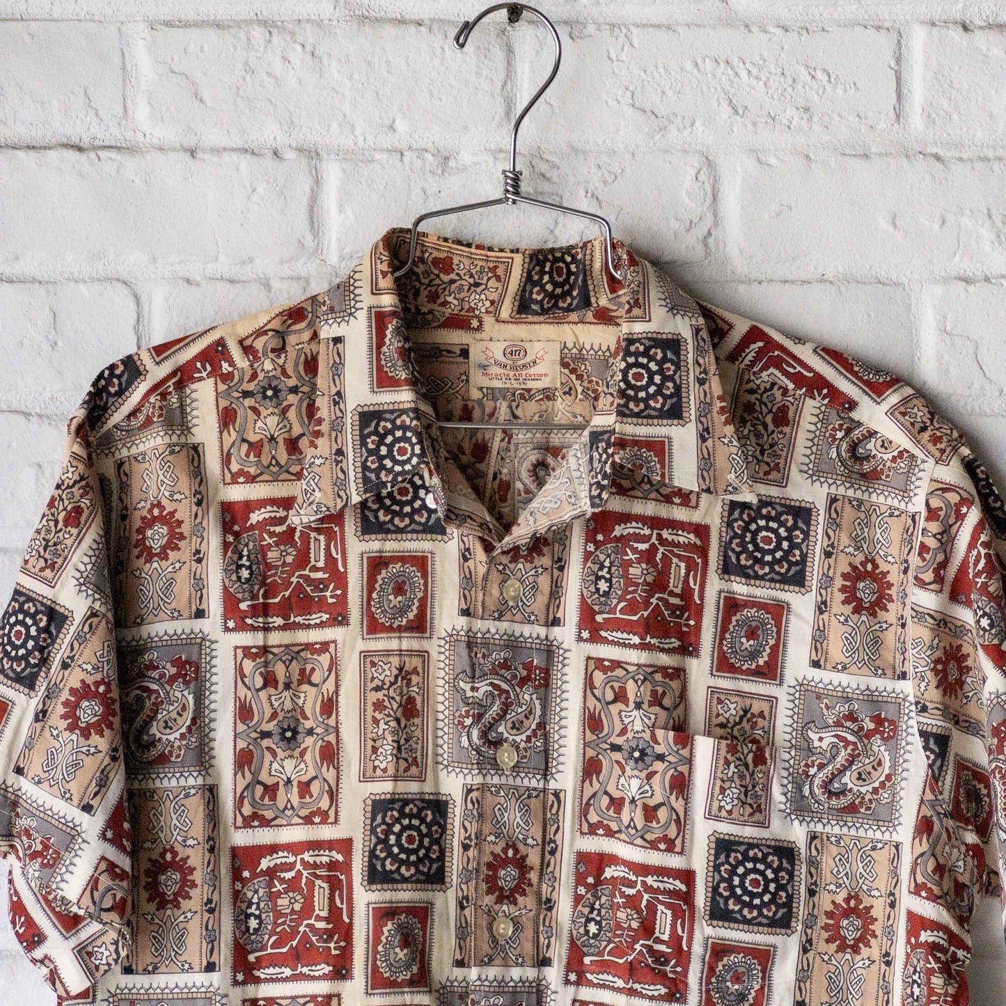 VAN HEUSEN SHORT SLEEVE BOTANICAL DESIGN SHIRTS 50'S VINTAGE
