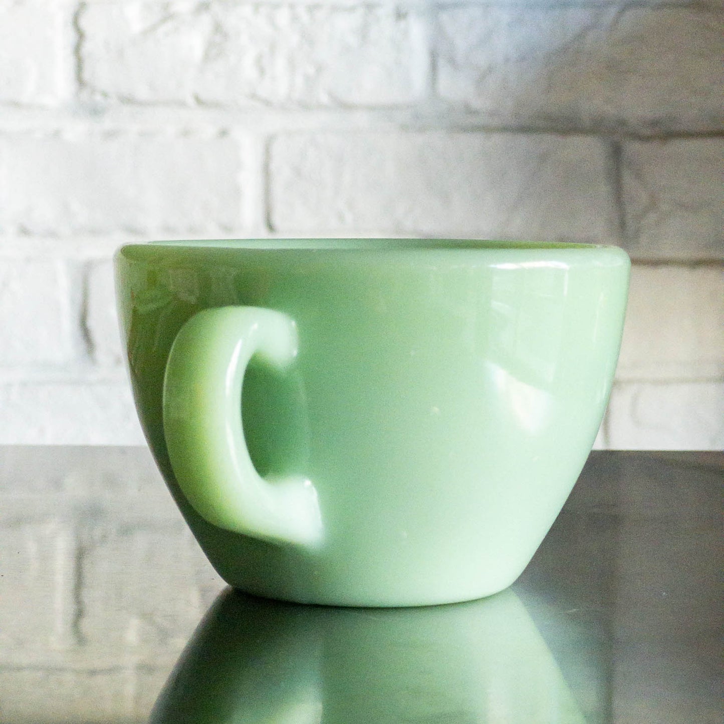 FIRE KING EXTRA HEAVY WEIGHT CUP&SAUCER JADE-ITE 1940'S-50'S VINTAGE