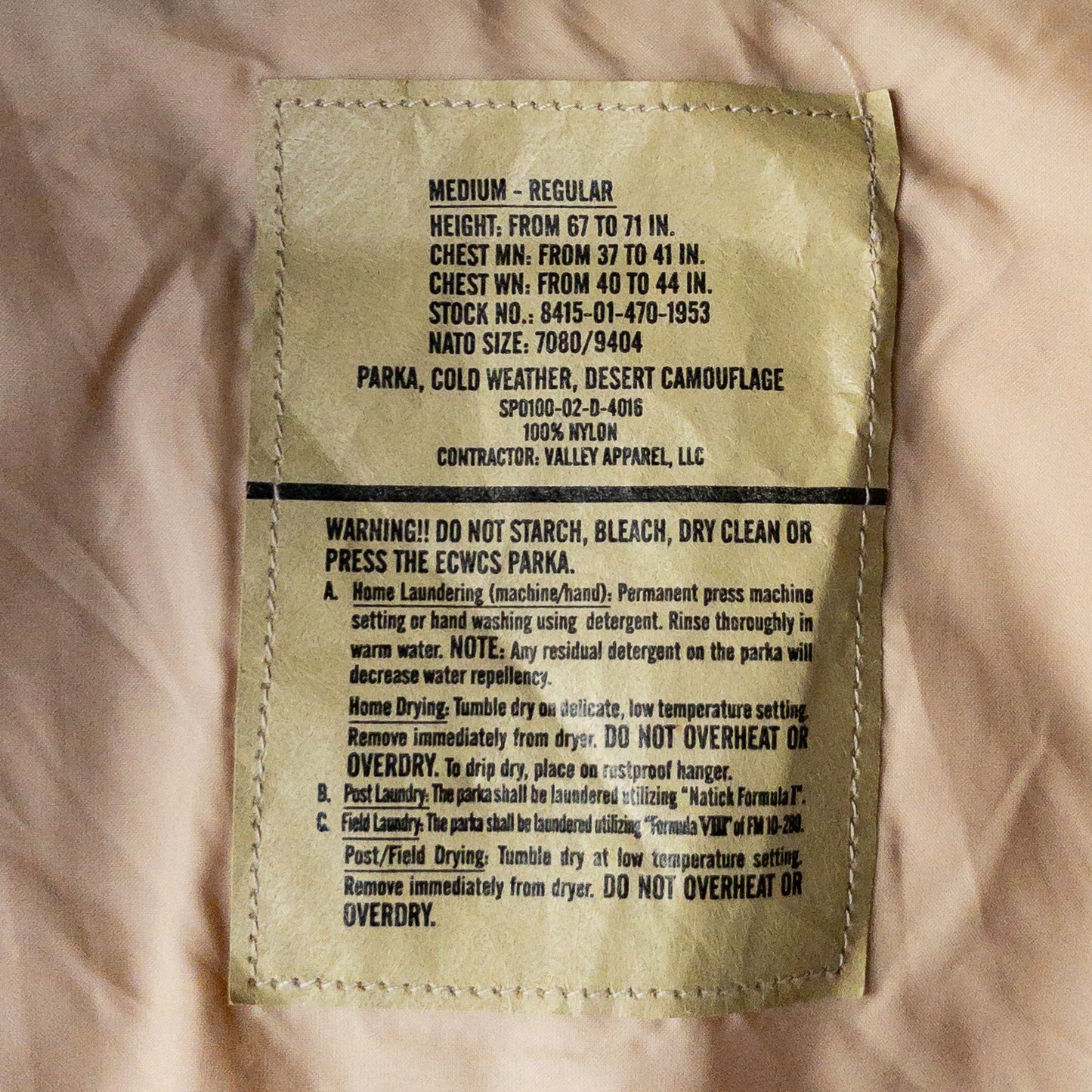 US ARMY ECWCS GORE-TEX DESERT CAMO PARKA 02'S VINTAGE MEDIUM-REGULAR