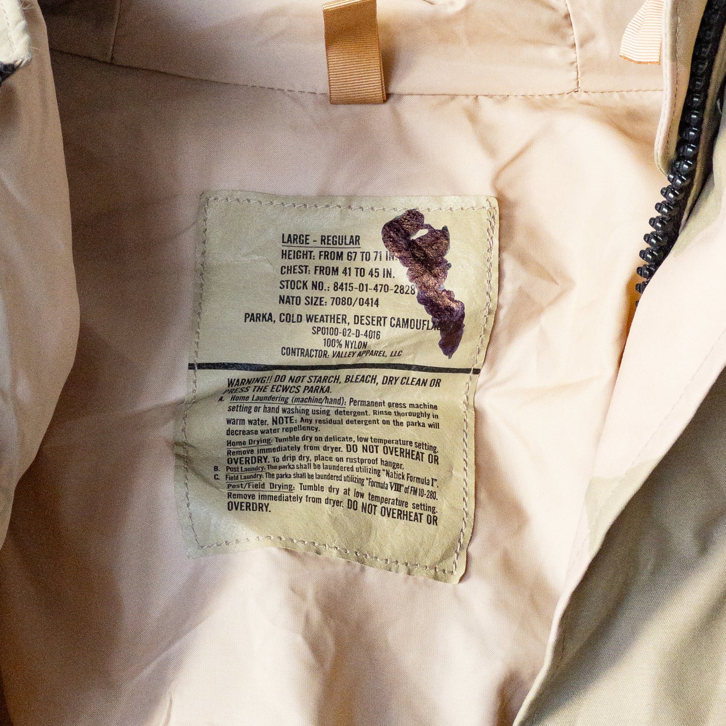 US ARMY ECWCS GORE-TEX DESERT CAMO PARKA 02'S VINTAGE LARGE-REGULAR