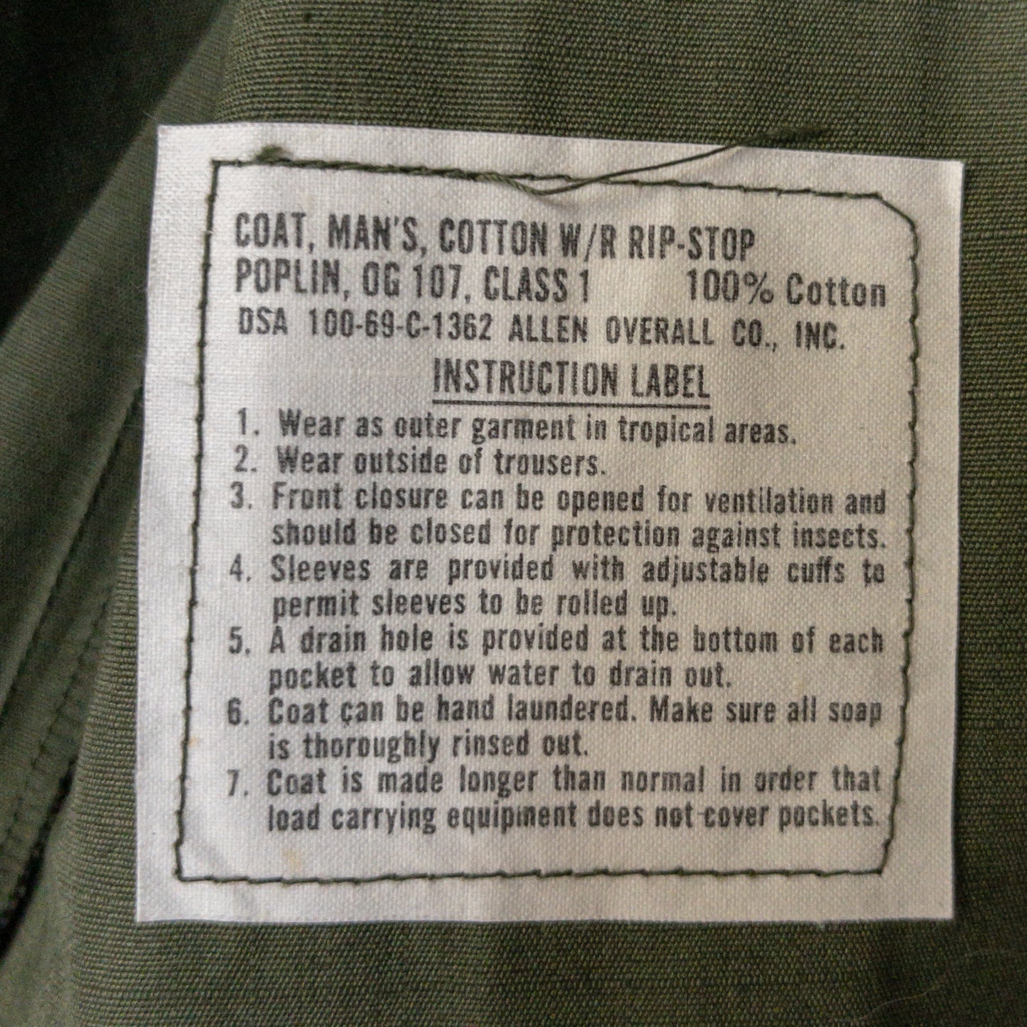 US ARMY JUNGLE FATIGUE JACKET 5TH 69'S DEAD STOCK