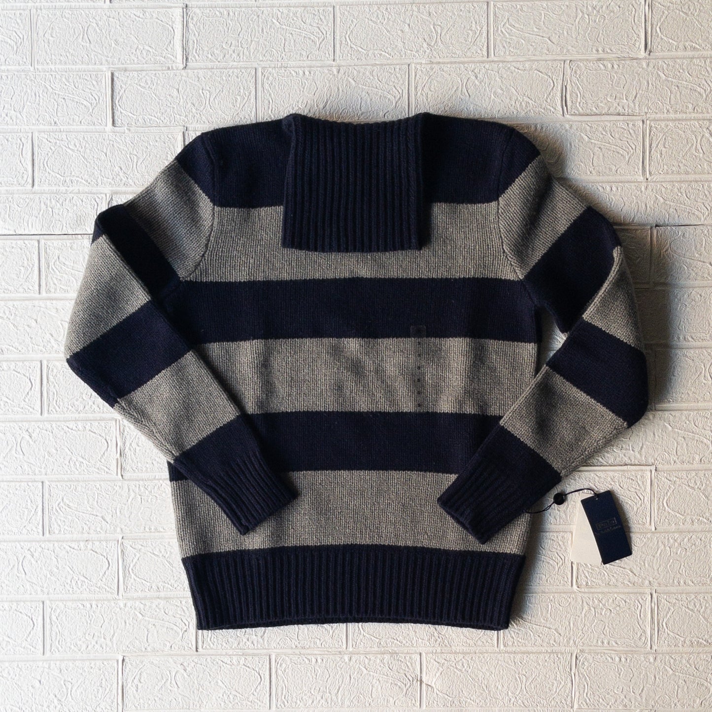 POLO RALPH LAUREN WOOL CASHIMERE STRIPE TURTLE KNIT