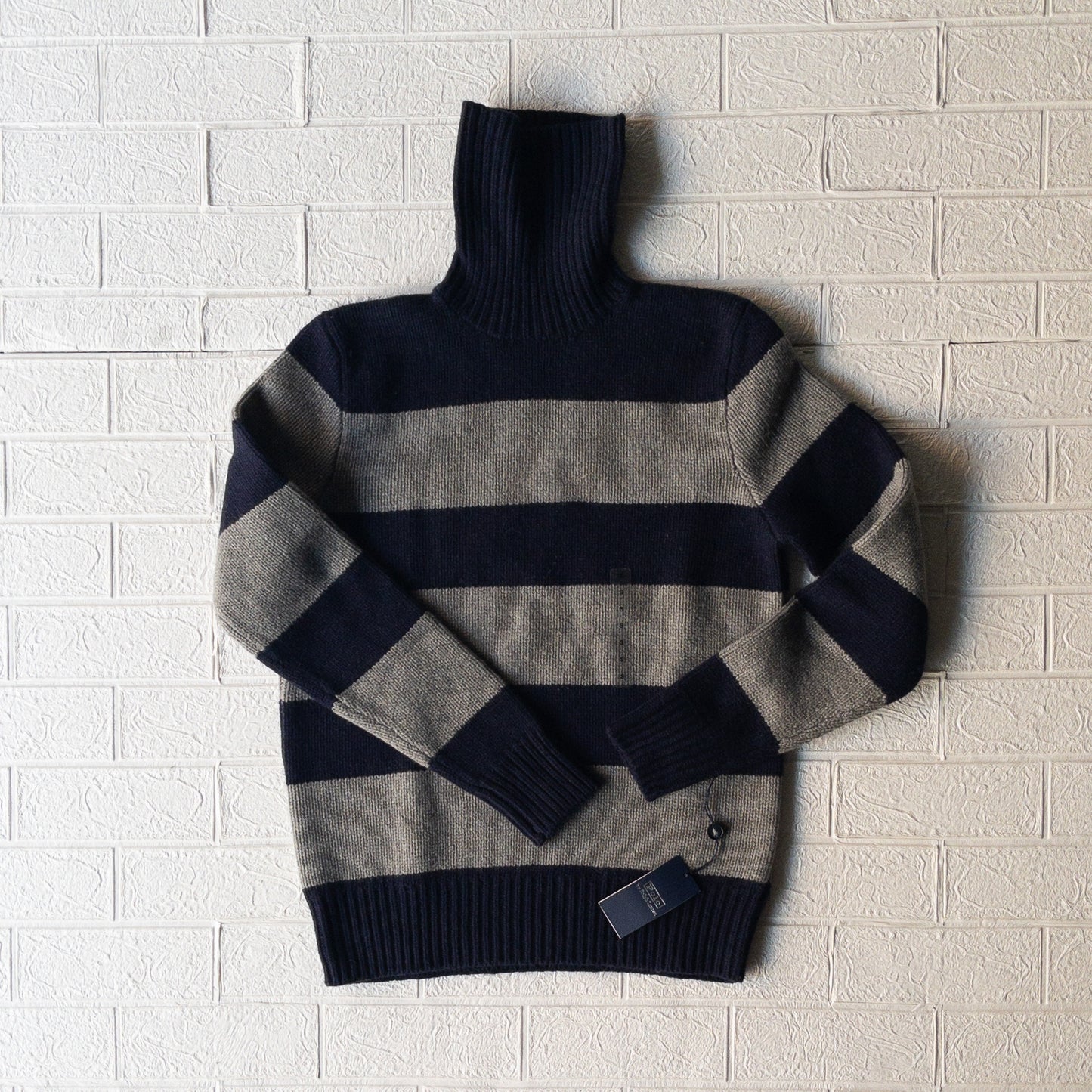 POLO RALPH LAUREN WOOL CASHIMERE STRIPE TURTLE KNIT