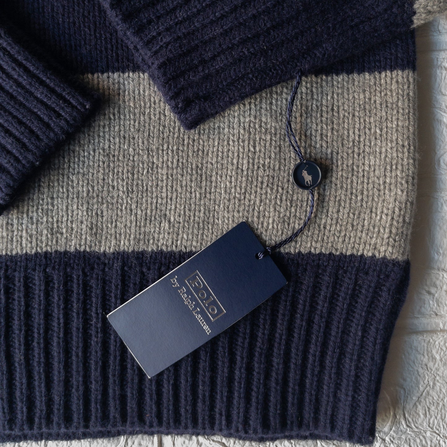 POLO RALPH LAUREN WOOL CASHIMERE STRIPE TURTLE KNIT