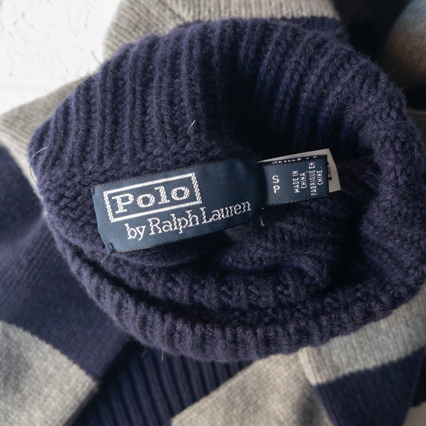 POLO RALPH LAUREN WOOL CASHIMERE STRIPE TURTLE KNIT