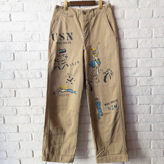 SHANANAMIL GYPSY USN PINUP HAND DRAWN CHINO PANTS VINTAGE VAR.1