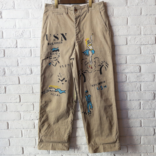 SHANANAMIL GYPSY USN PINUP HAND DRAWN CHINO PANTS VINTAGE VAR.2