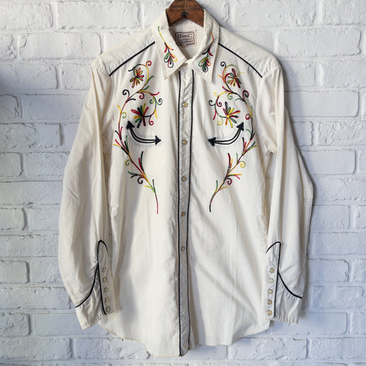 H BARC EMBROYDERY WESTERN SHIRTS 50'-60'S VINTAGE (M)