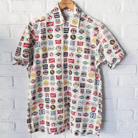 CARTER'S RAIWAY PRINT OPEN COLOR SHIRTS 50'-60'S VINTAGE