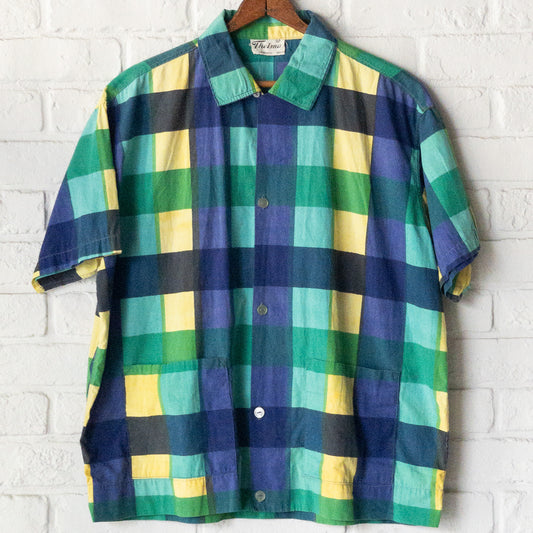 THELMA PRINT CHECK BOX UNDER POCKET SHIRTS 50'S VINTAGE