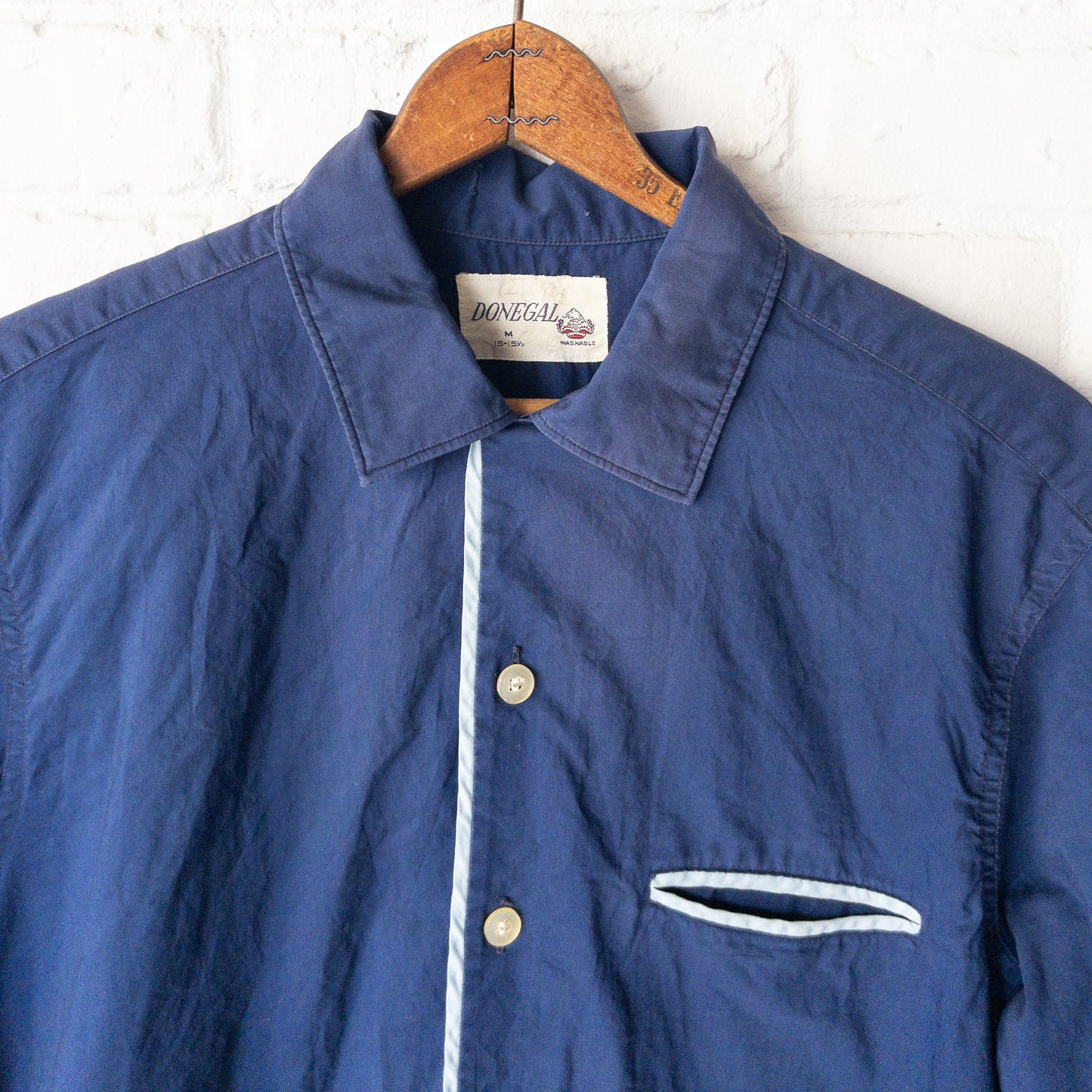 DONEGAL SOLID/PIPING PETTERN LONG SLEEVE SHIRTS 60'S VINTAGE