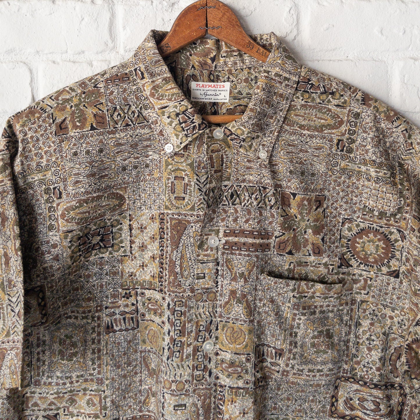 PLAYMATES BATIK PRINT B.D. BOX SHIRTS 50'-60'S DEAD STOCK