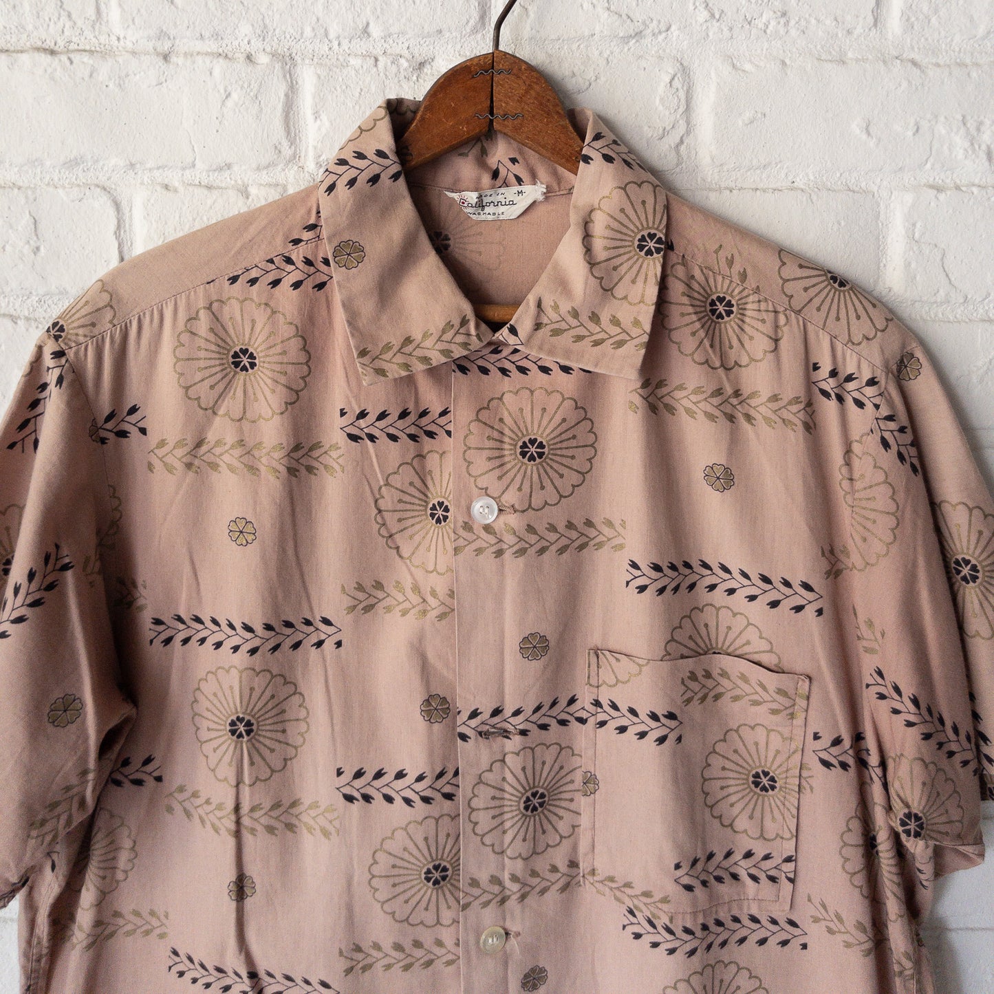 CALIFORNIA FINE PATTERN OPEN COLOR SHIRTS 50'S VINTAGE