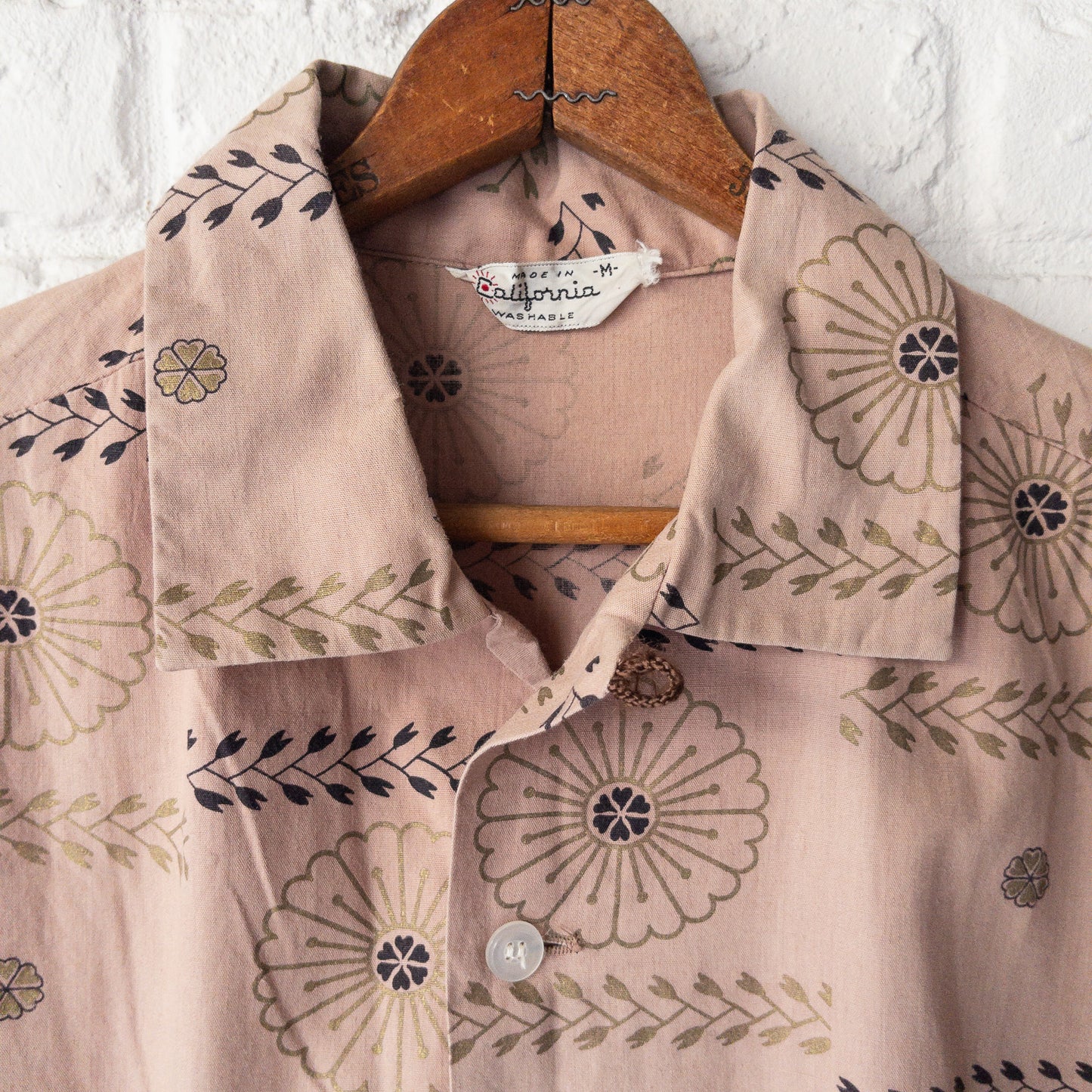 CALIFORNIA FINE PATTERN OPEN COLOR SHIRTS 50'S VINTAGE
