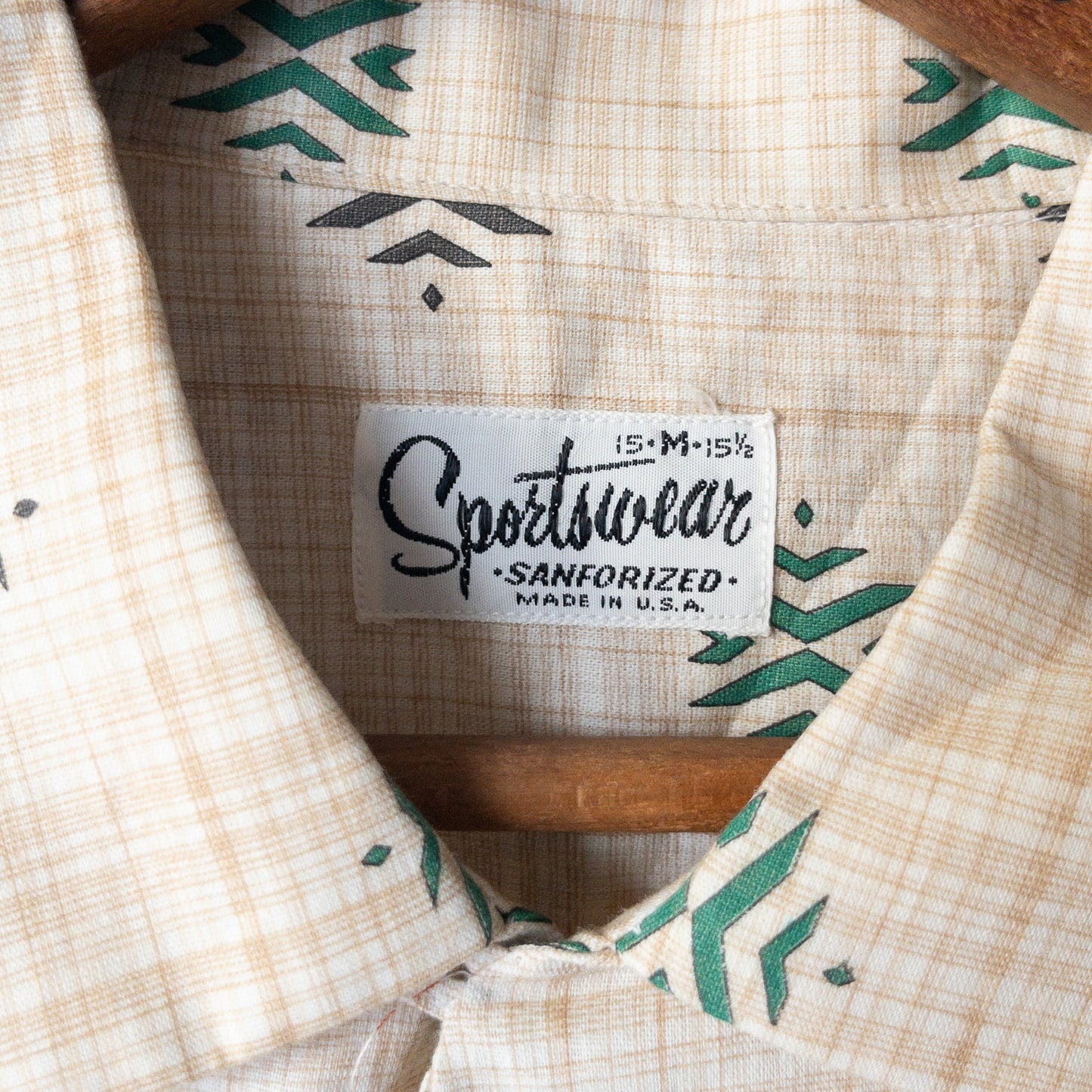 SPORTS WEAR FINE PATTERN PRINT BOX STYLE SHORT SHIRTS 50'S DEAD STOCK
