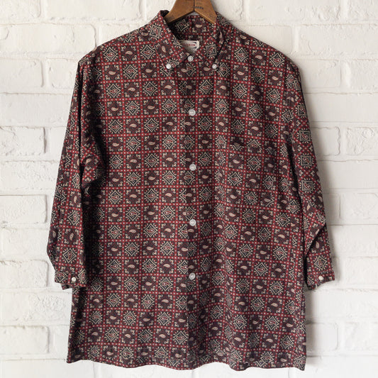 PILGRIM B.D.3/4 QUATER SLEEVE PAISLEY PRINT BOX SHIRTS VINTAGE 60'S