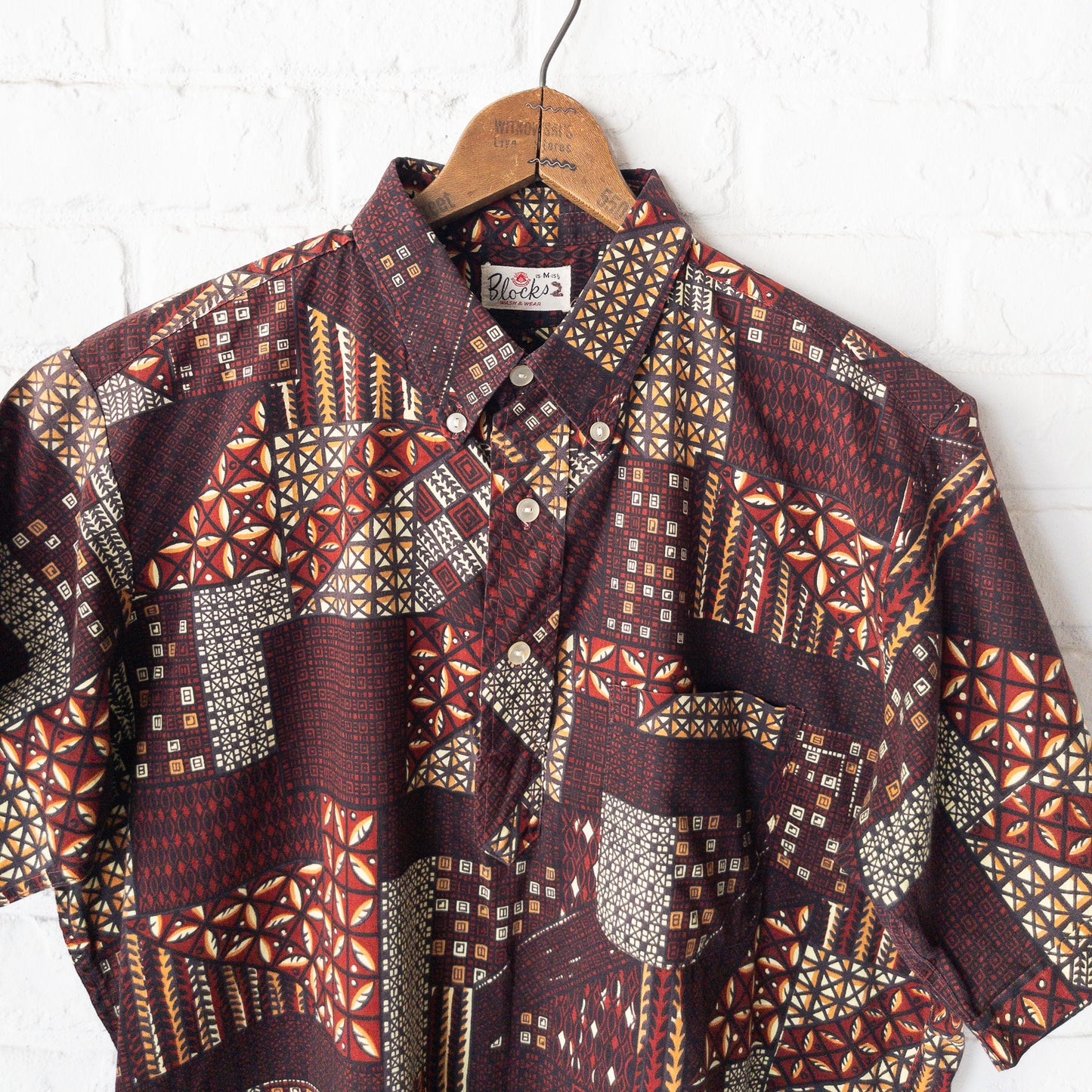 BLOCKS B.D. BATIK/FINE PETTERN PULLOVER SHIRTS 50-60'S VINTAGE