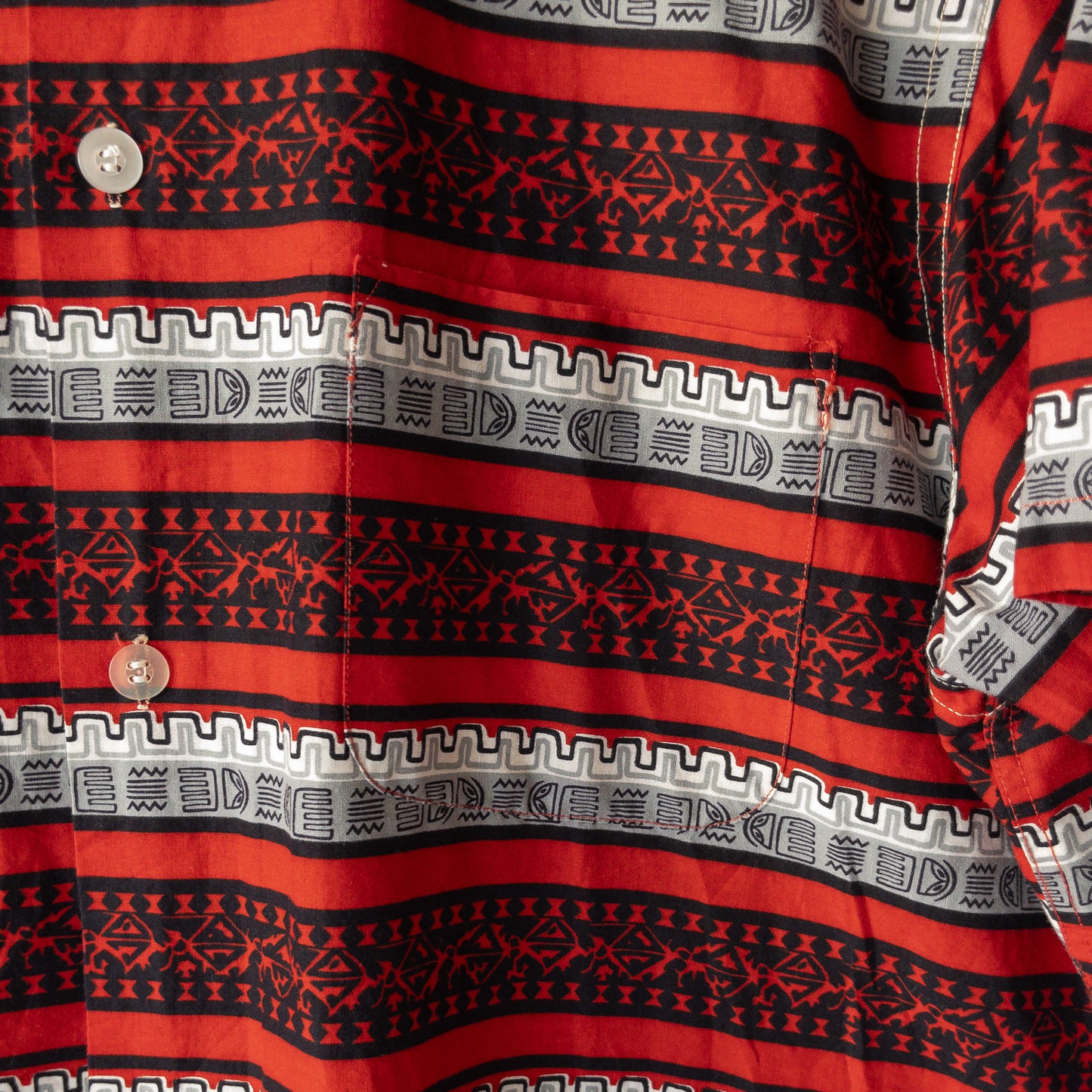 BRENT WOOD POLINESIA STRIPE DYED INK PRINT BOX SHIRTS VINTAGE 50'S