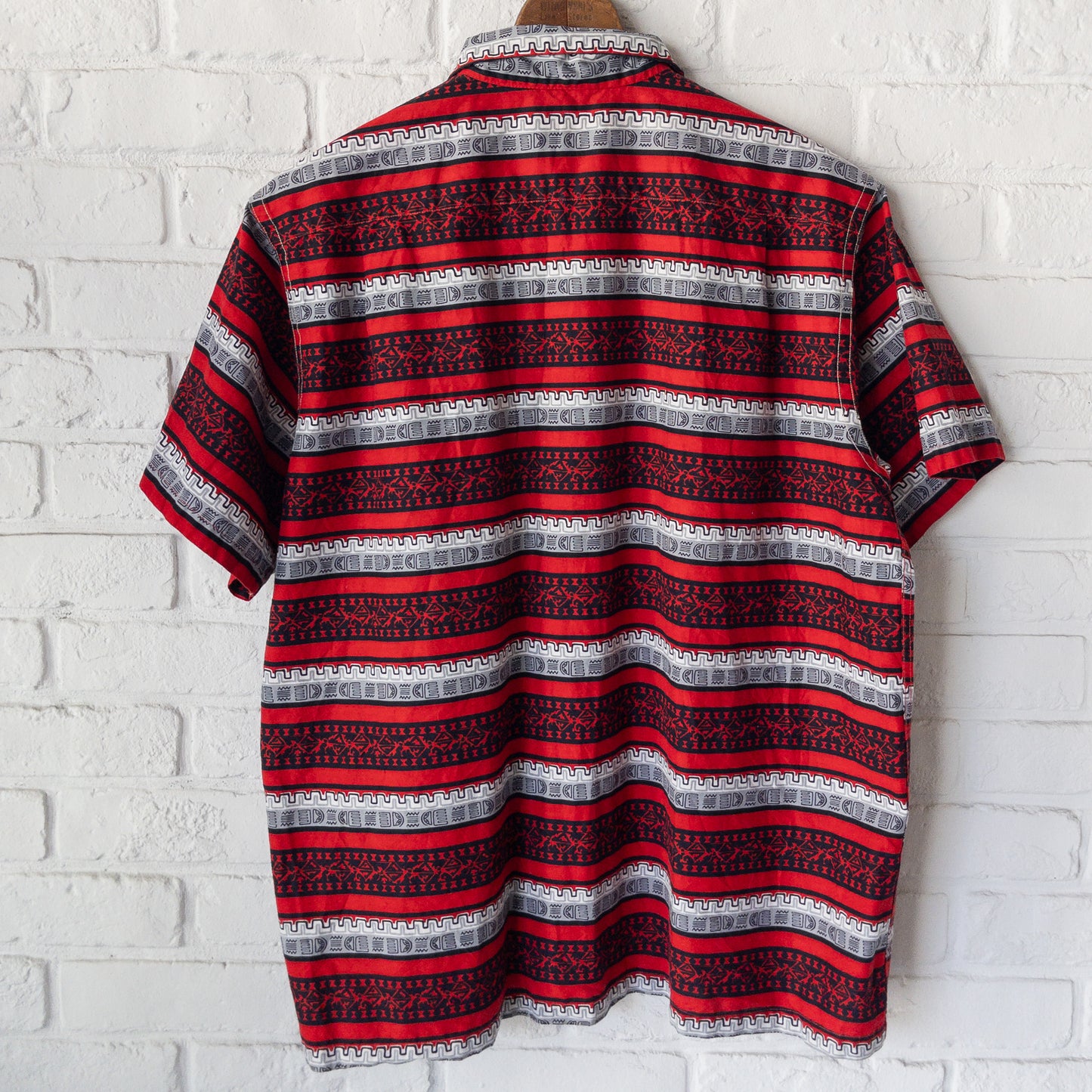 BRENT WOOD POLINESIA STRIPE DYED INK PRINT BOX SHIRTS VINTAGE 50'S