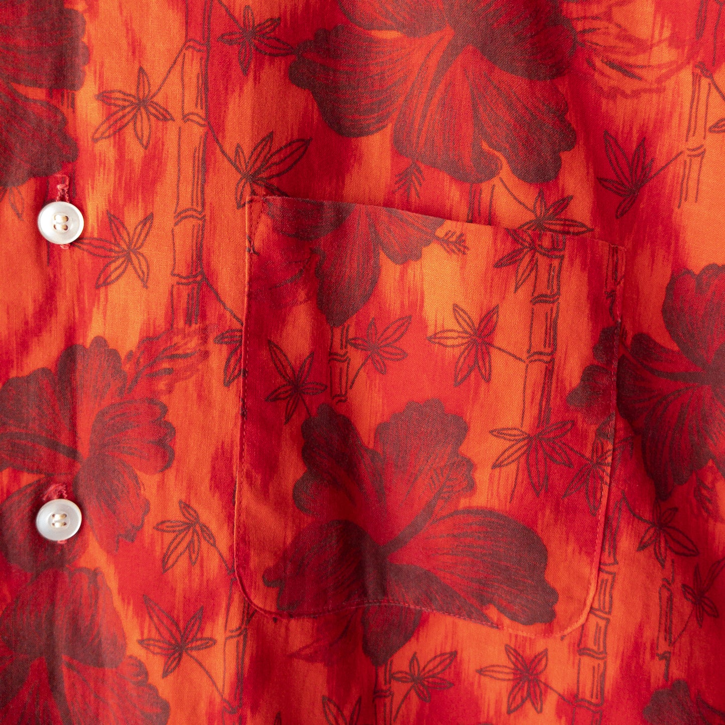 BLOCKS DYED INK FLOWER PRINT BOX SHIRTS 60'S VINTAGE