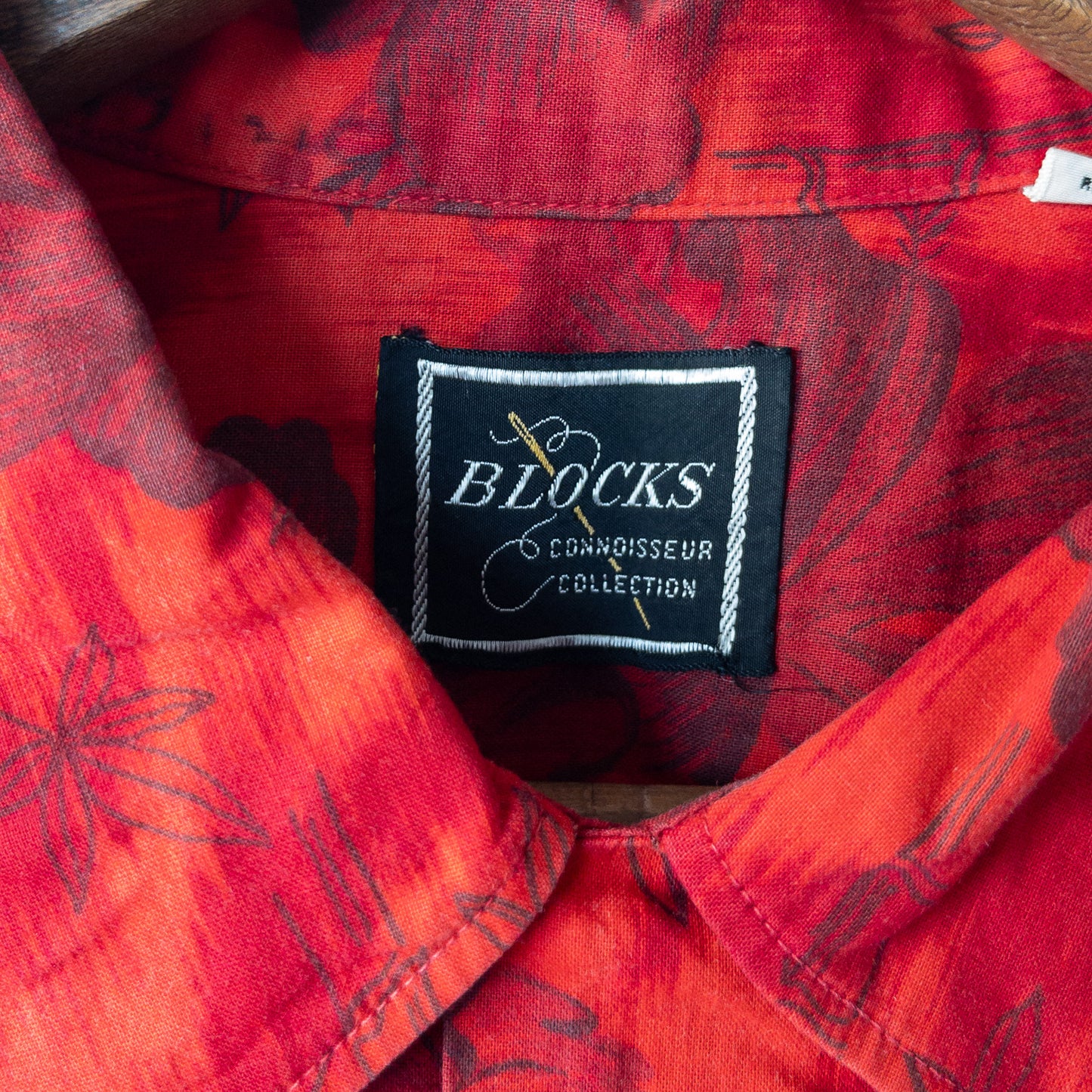 BLOCKS DYED INK FLOWER PRINT BOX SHIRTS 60'S VINTAGE