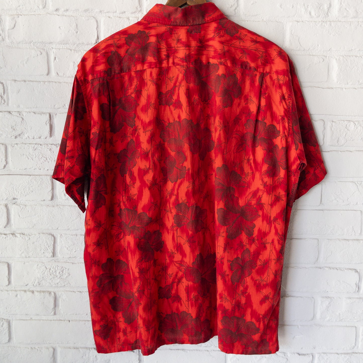 BLOCKS DYED INK FLOWER PRINT BOX SHIRTS 60'S VINTAGE