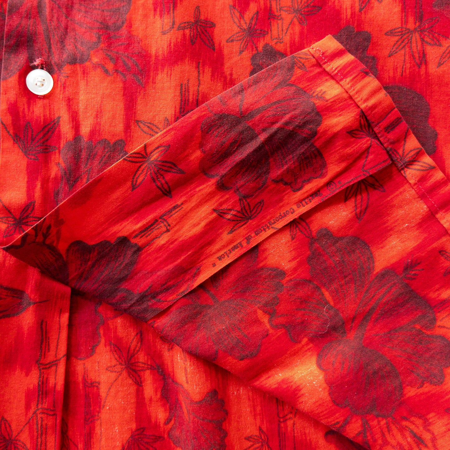 BLOCKS DYED INK FLOWER PRINT BOX SHIRTS 60'S VINTAGE