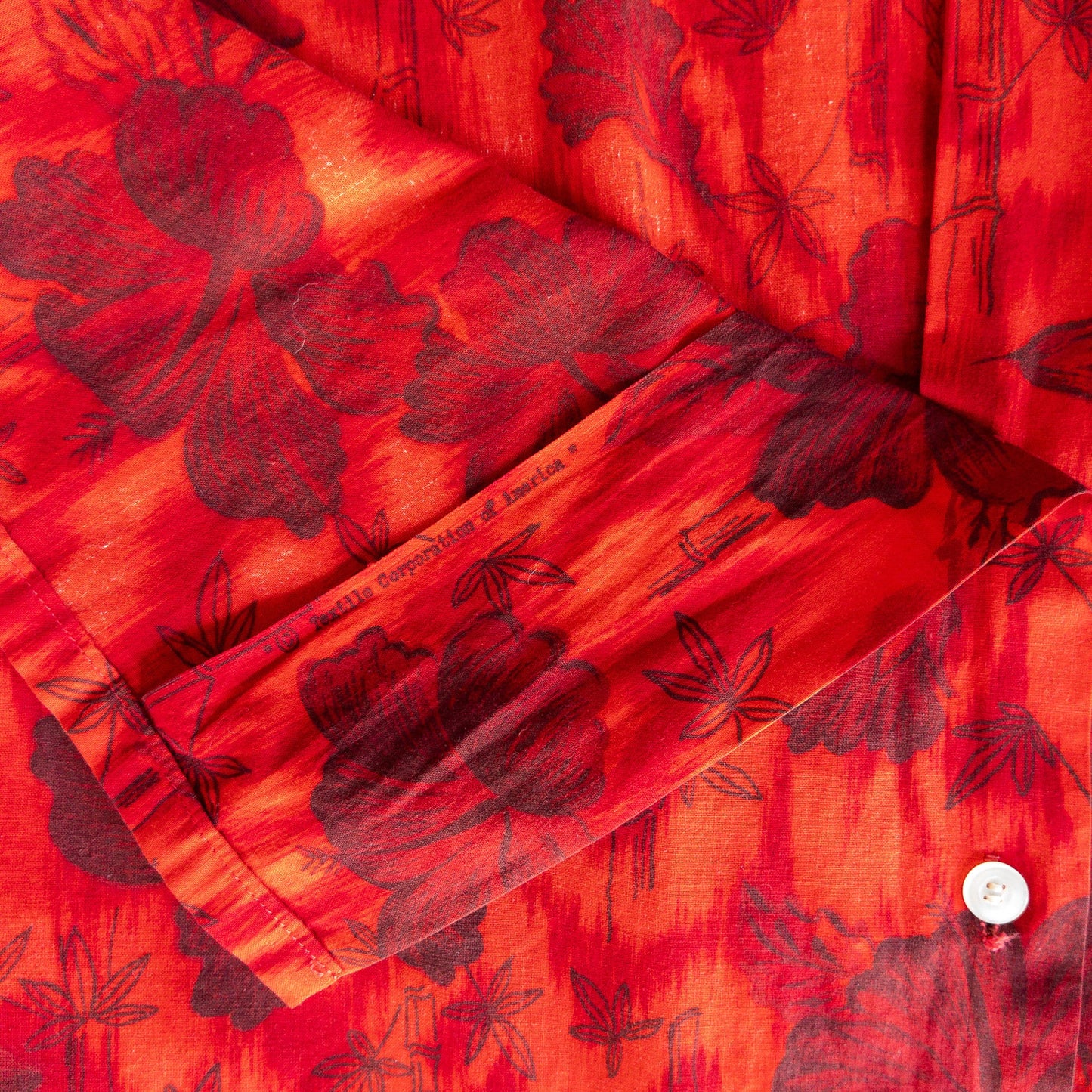 BLOCKS DYED INK FLOWER PRINT BOX SHIRTS 60'S VINTAGE