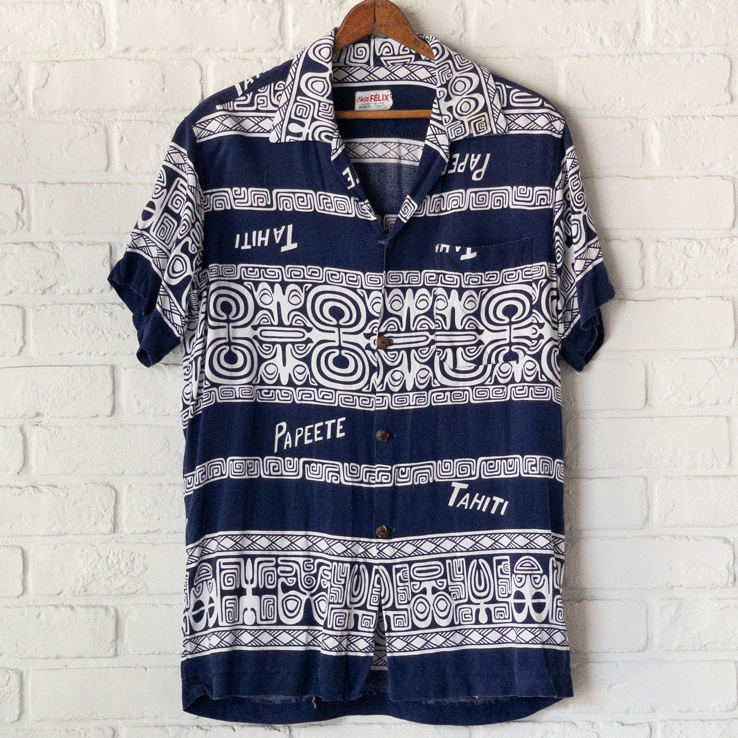 FELIX TAHITI POLINESIAN SAMOADYED INK PRINT SHIRTS VINTAGE 50'S