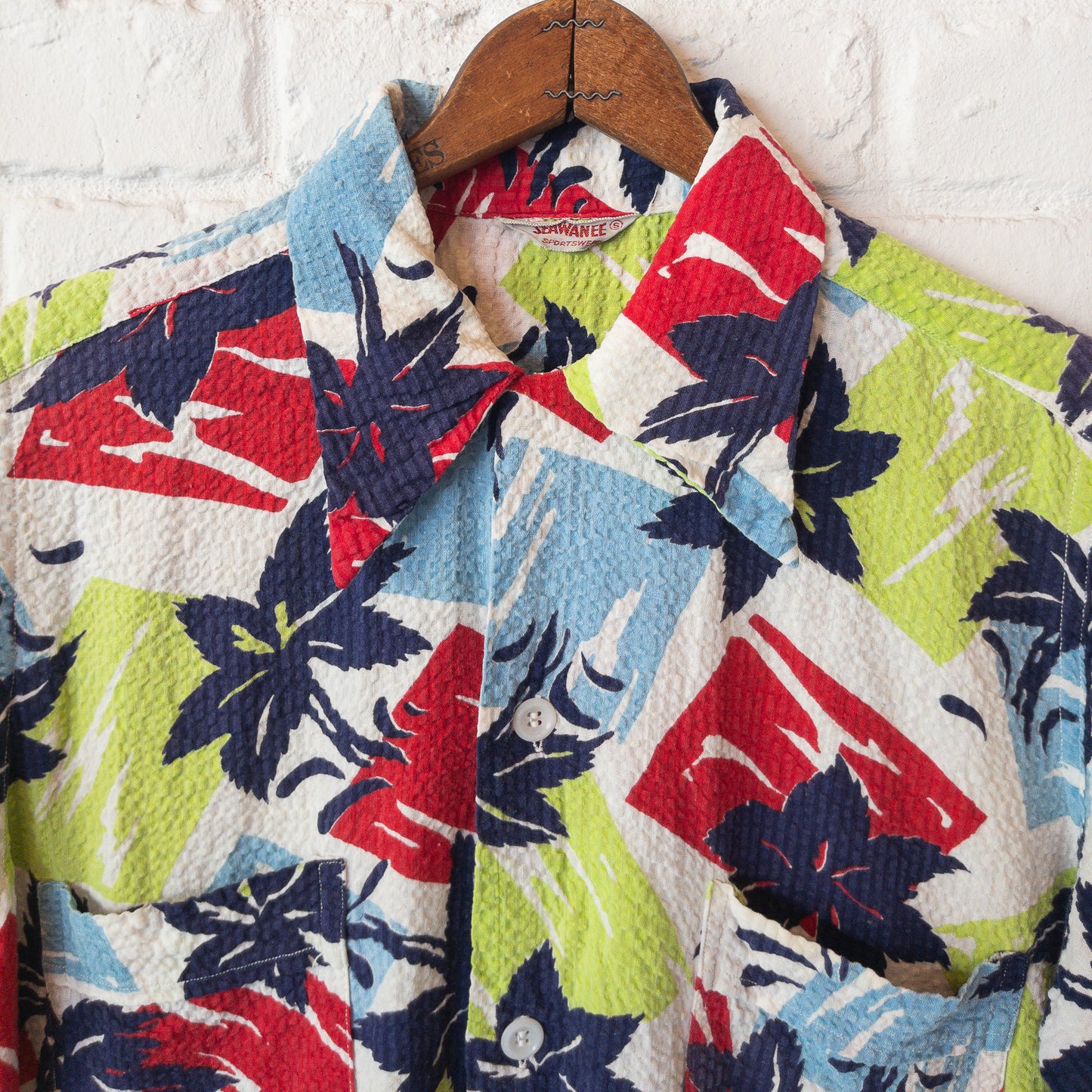 SEAWANEE FLORIDA FLOWER PRINT SEERSUCKER SHIRT VINTAGE 40'S