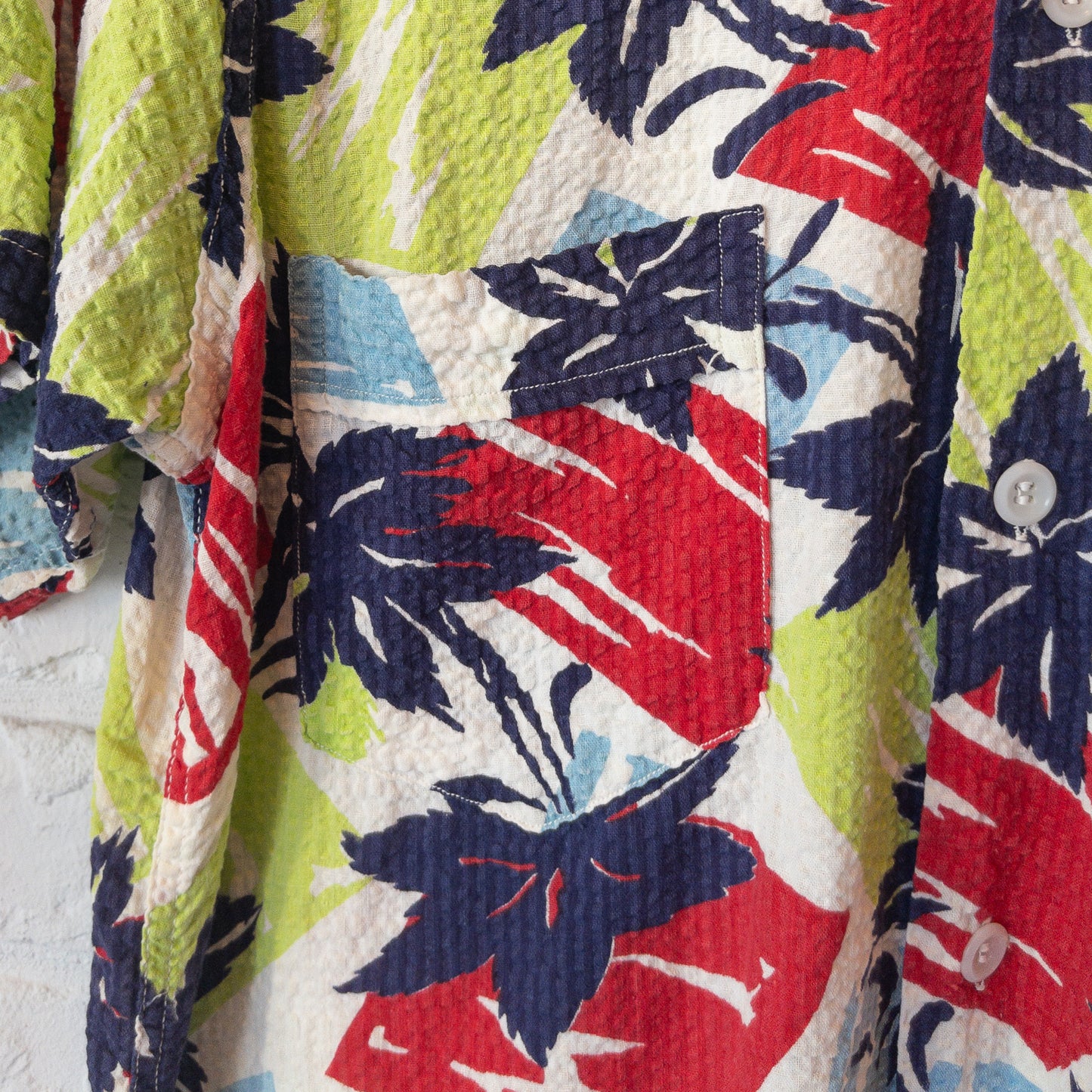 SEAWANEE FLORIDA FLOWER PRINT SEERSUCKER SHIRT VINTAGE 40'S