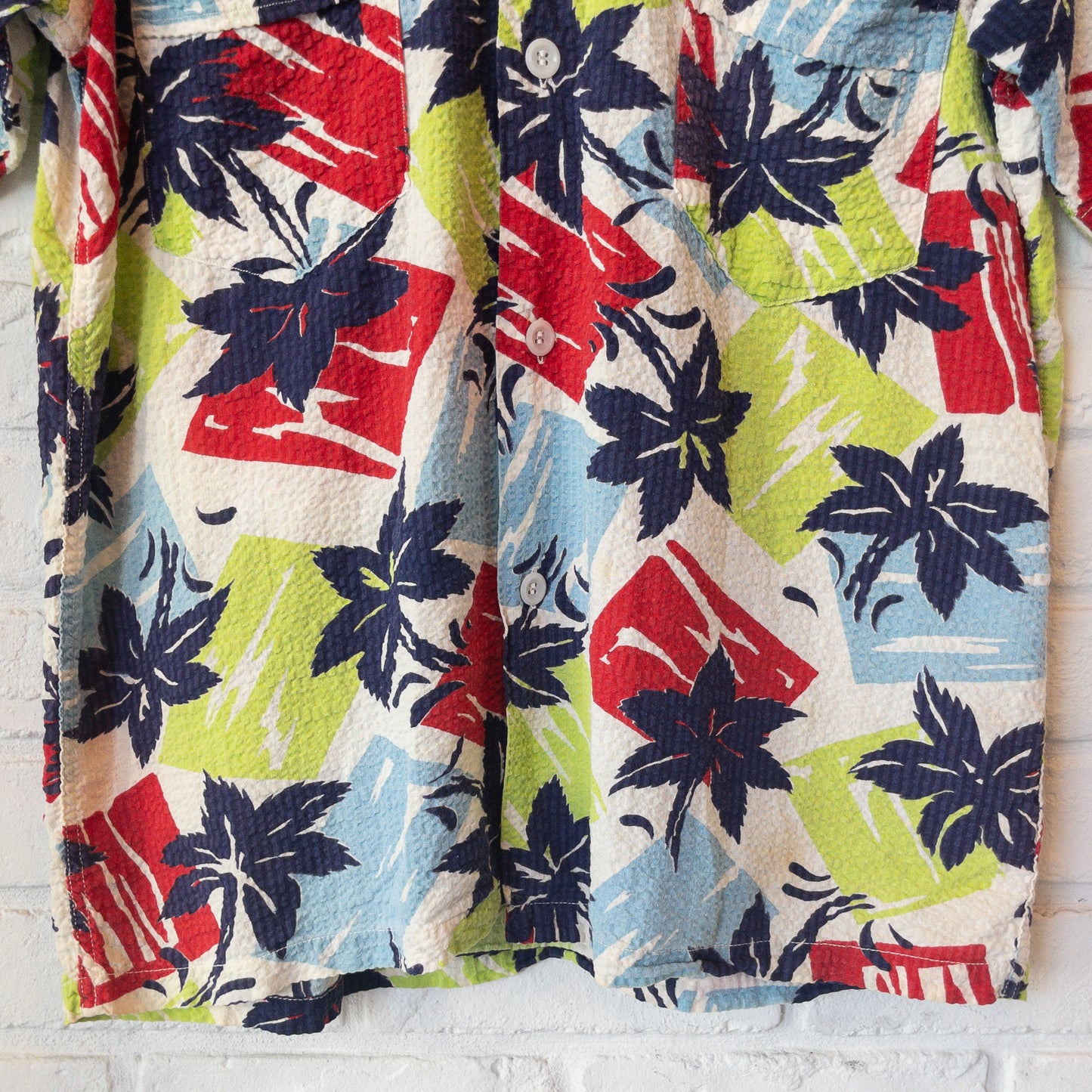 SEAWANEE FLORIDA FLOWER PRINT SEERSUCKER SHIRT VINTAGE 40'S