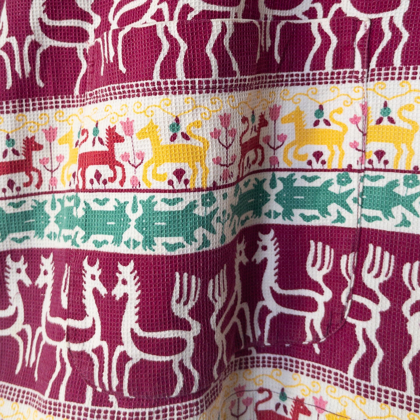 AUMOUR GRIP TRADITIONAL FOLK ART PRINT BOX UNDER POCKET SHIRTS 40'S VINTAGE